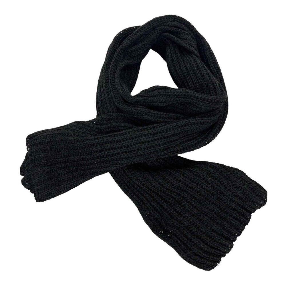 Style & Co Ribbed Knit Scarf Womens OS Black NEW Recycled Polyester Accessory